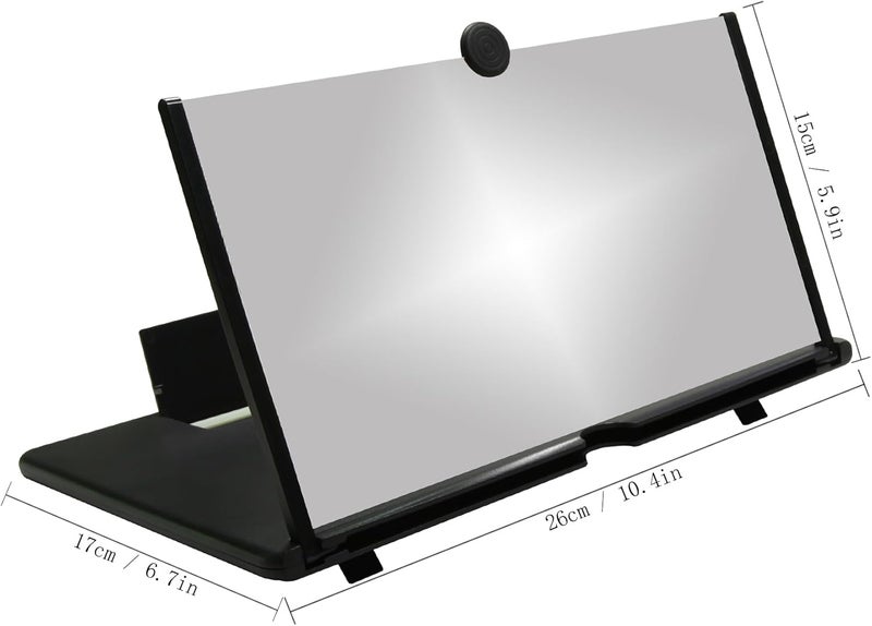 Ailenyun 12" Mobile Phone Screen Magnifier,3D HD Mobile Magnifier Projector Screen for Movies,Videos, Foldable Phone Stand with Screen Amplifier,Supports All Smartphones (Black,12 inches) - Image 4